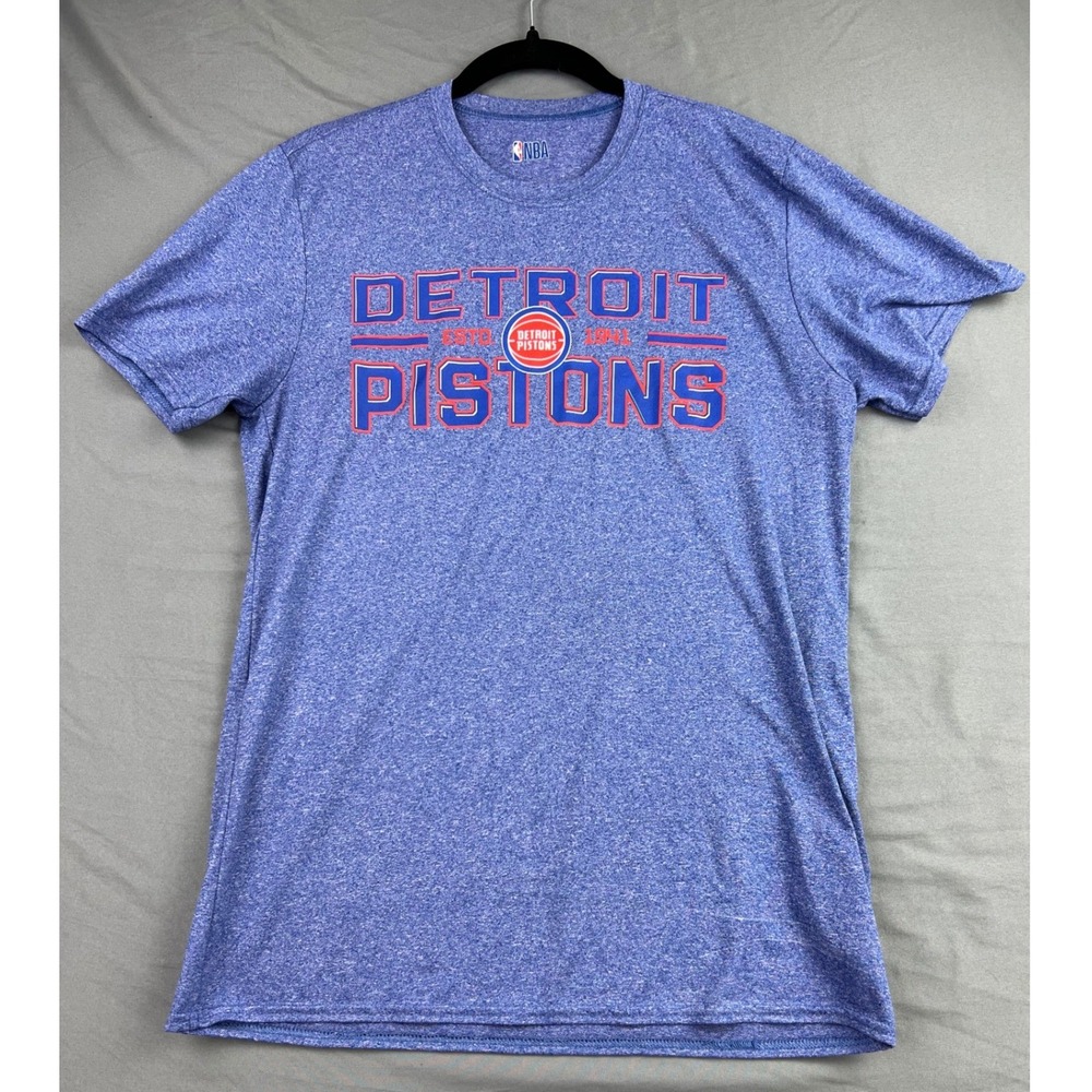 Detroit Pistons NBA T-Shirt Mens Medium Blue Heathered Graphic Tee Good
